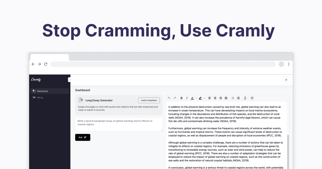 Screenshot of Cramly AI website