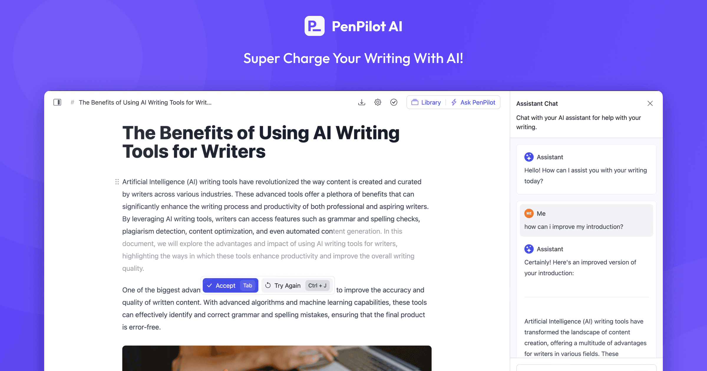 Screenshot of PenPilot AI website